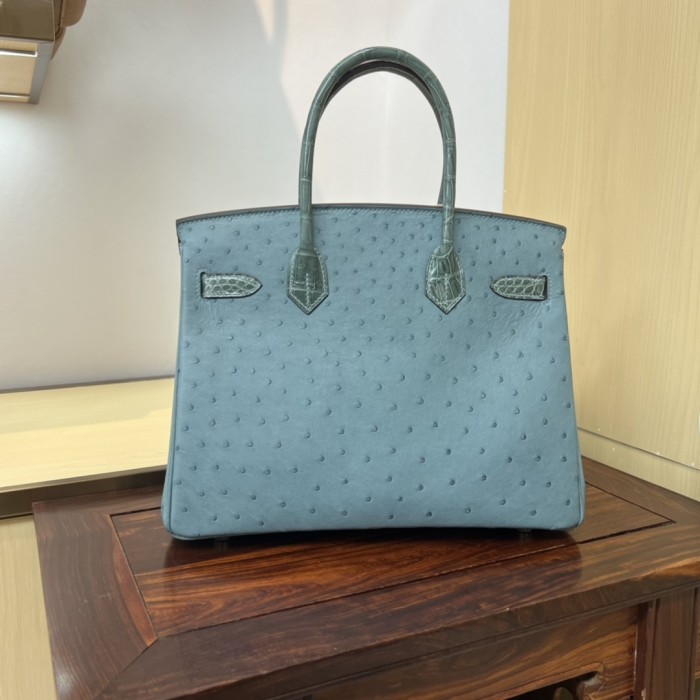 Birkin 30 Touch Ostrich-Crocodile“30*22*16CM”-0093=