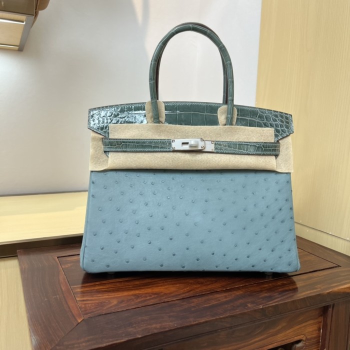 Birkin 30 Touch Ostrich-Crocodile“30*22*16CM”-0093=