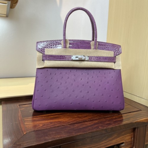 Birkin 30 Touch Ostrich-Crocodile“30*22*16CM”-0093=