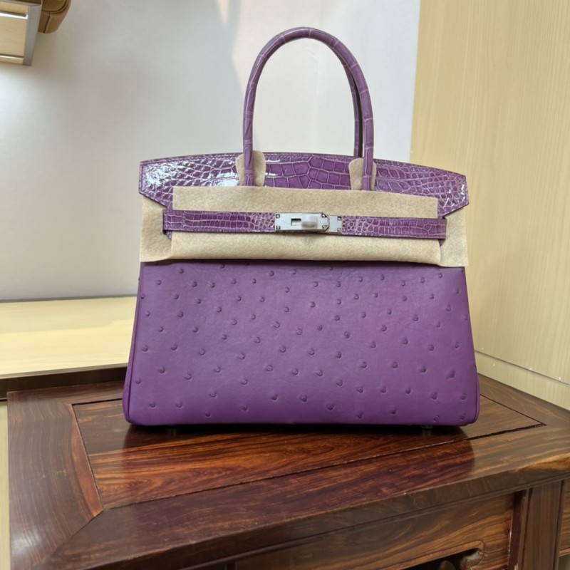 Birkin 30 Touch Ostrich-Crocodile“30*22*16CM”-0093=