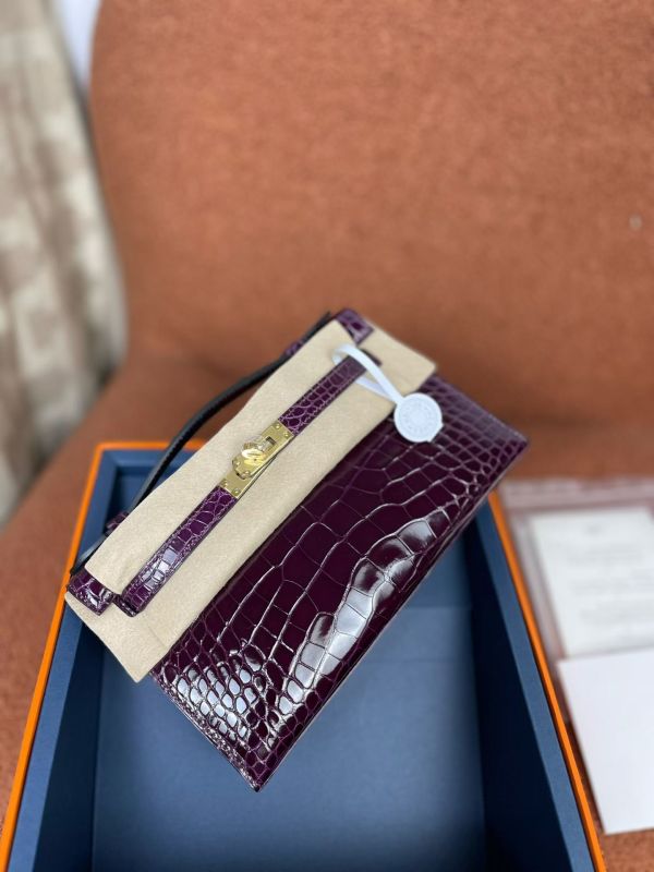 Kelly Pochette 22 Shiny Alligator“22*13*7CM”-0097=