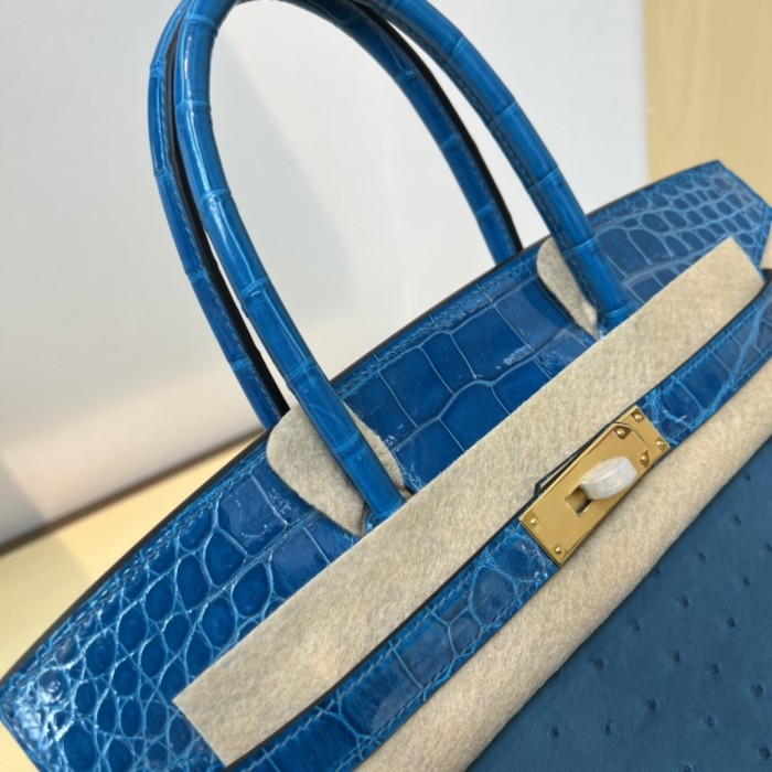 Birkin 30 Touch Ostrich-Crocodile“30*22*16CM”-0093=