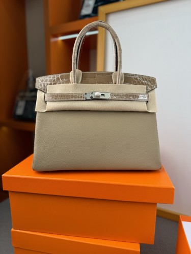 Birkin 30 Touch Togo-Crocodile“30*22*16CM”-0063=