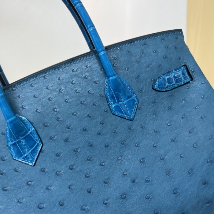 Birkin 30 Touch Ostrich-Crocodile“30*22*16CM”-0093=