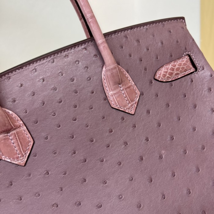 Birkin 30 Touch Ostrich-Crocodile“30*22*16CM”-0093=