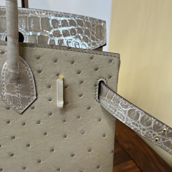 Birkin 30 Touch Ostrich-Crocodile“30*22*16CM”-0093=