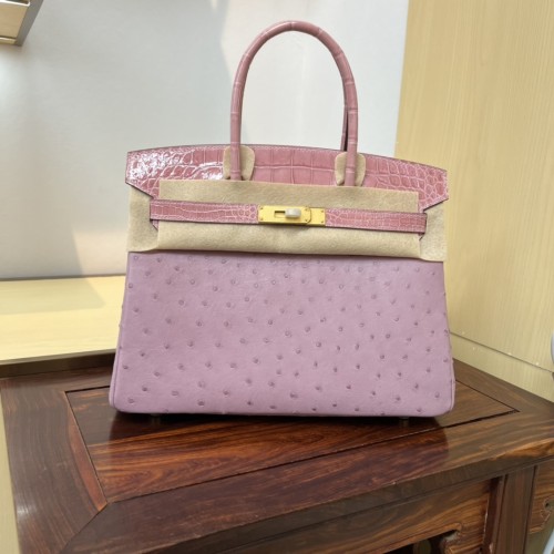 Birkin 30 Touch Ostrich-Crocodile“30*22*16CM”-0093=