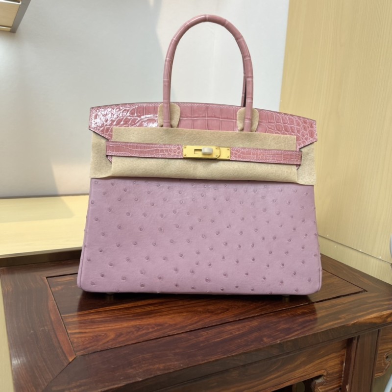 Birkin 30 Touch Ostrich-Crocodile“30*22*16CM”-0093=