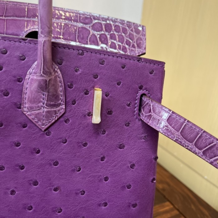 Birkin 30 Touch Ostrich-Crocodile“30*22*16CM”-0093=
