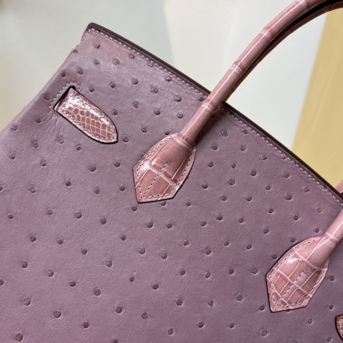 Birkin 30 Touch Ostrich-Crocodile“30*22*16CM”-0093=