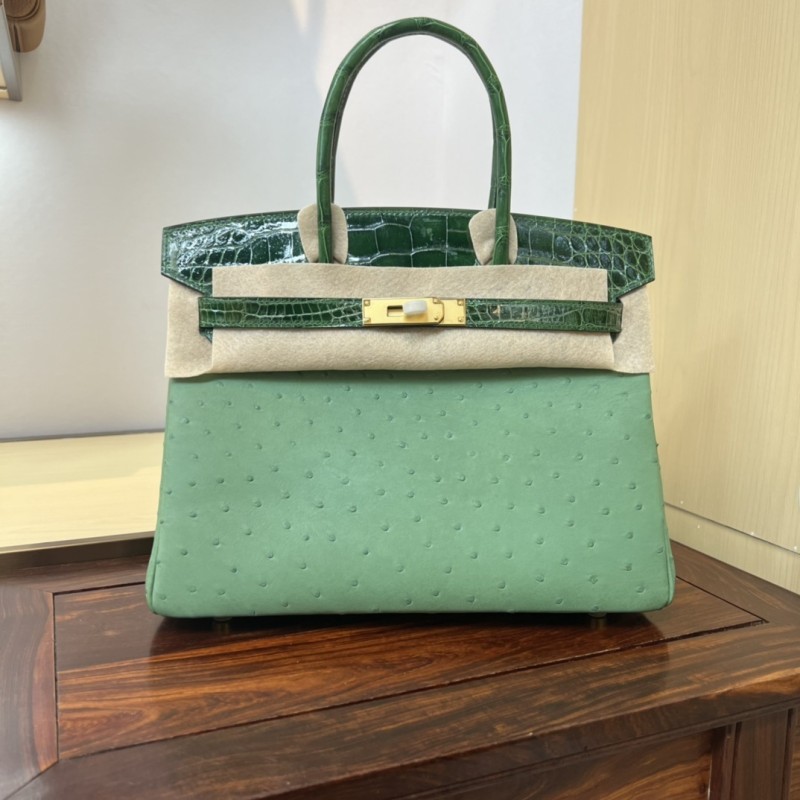 Birkin 30 Touch Ostrich-Crocodile“30*22*16CM”-0093=