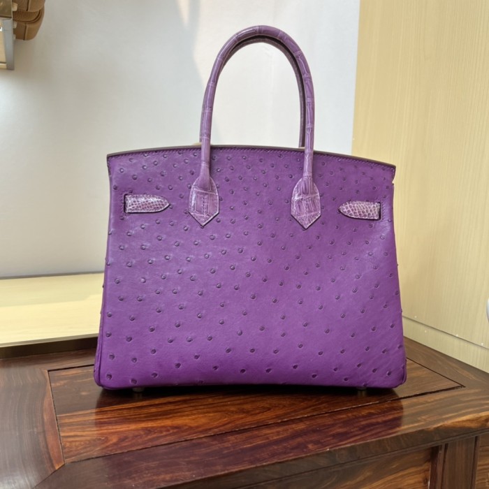 Birkin 30 Touch Ostrich-Crocodile“30*22*16CM”-0093=