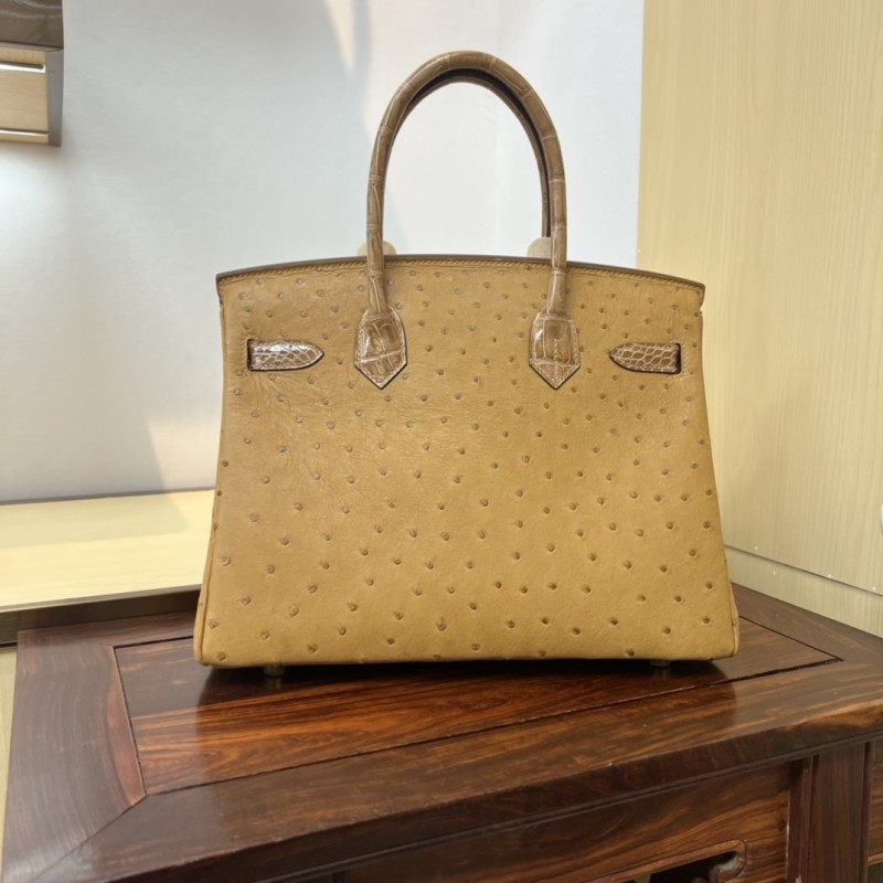 Birkin 30 Touch Ostrich-Crocodile“30*22*16CM”-0093=