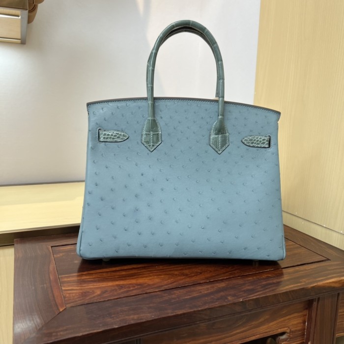 Birkin 30 Touch Ostrich-Crocodile“30*22*16CM”-0093=