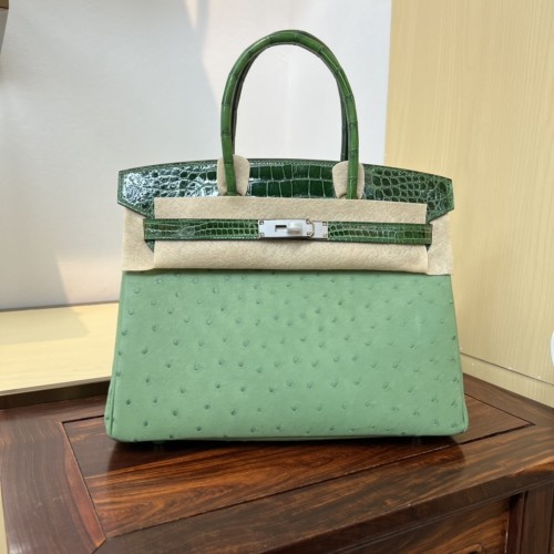 Birkin 30 Touch Ostrich-Crocodile“30*22*16CM”-0093=