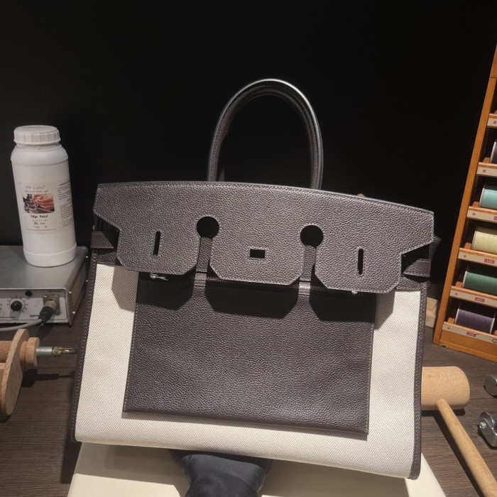 Birkin à l'envers 35 Barenia Faubourg-Canvas“35*25*18CM”-0063=