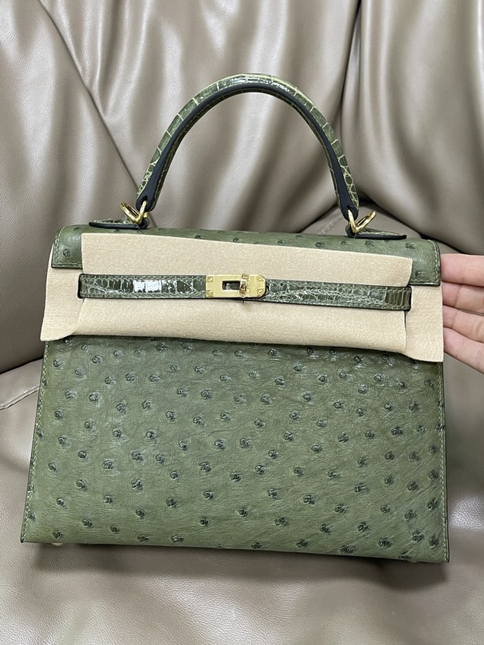 Kelly 25CM Ostrich“25*19*9CM”-0082=