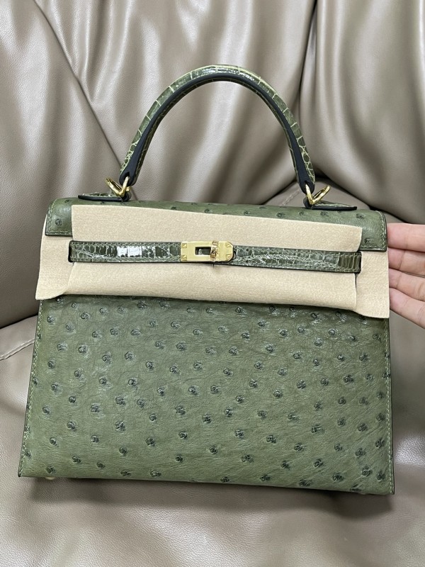 Kelly 25CM Ostrich“25*19*9CM”-0082=