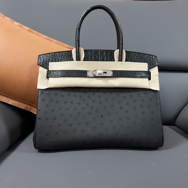 Birkin 30 Touch Ostrich-Crocodile“30*22*16CM”-0093=