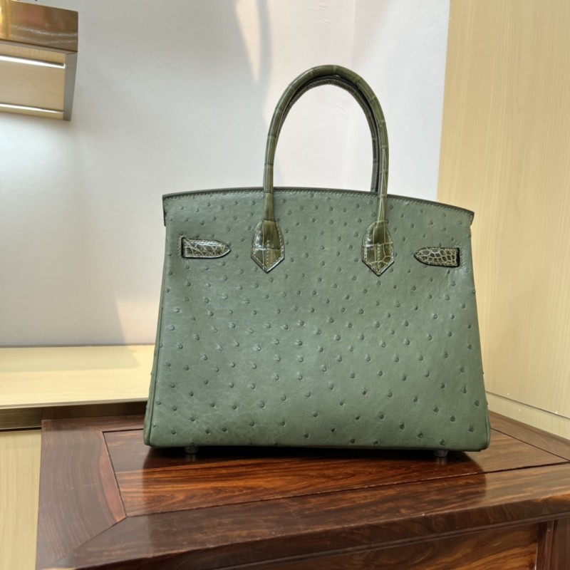 Birkin 30 Touch Ostrich-Crocodile“30*22*16CM”-0093=