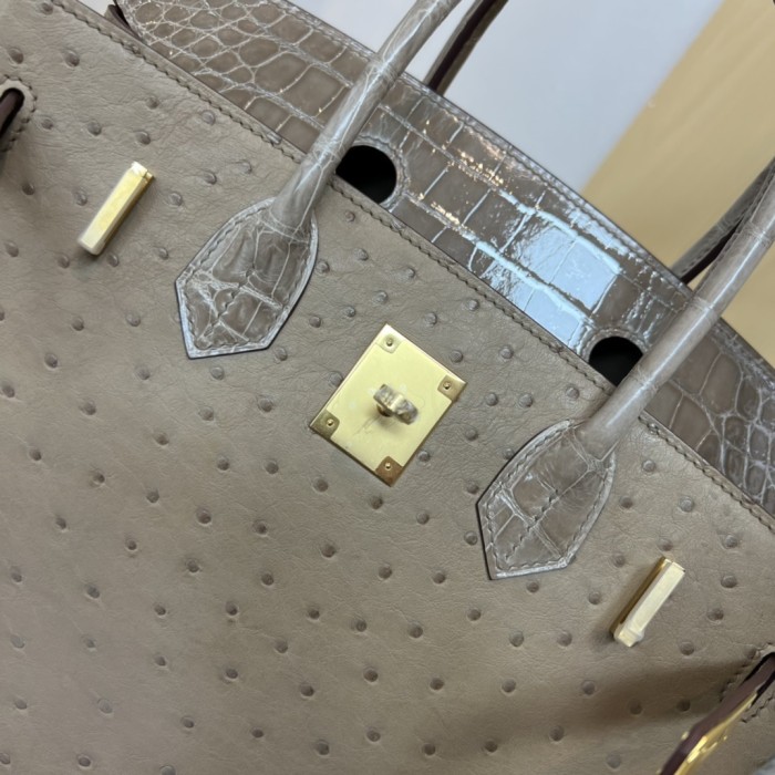 Birkin 30 Touch Ostrich-Crocodile“30*22*16CM”-0093=