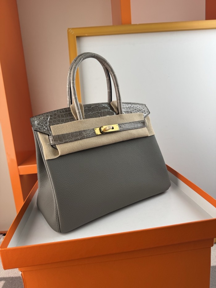 Birkin 30 Touch Togo-Crocodile“30*22*16CM”-0063=