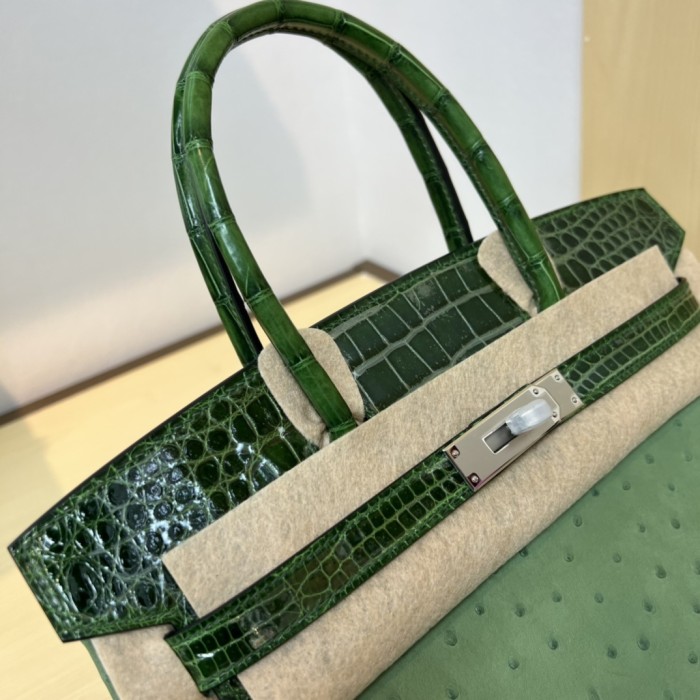 Birkin 30 Touch Ostrich-Crocodile“30*22*16CM”-0093=