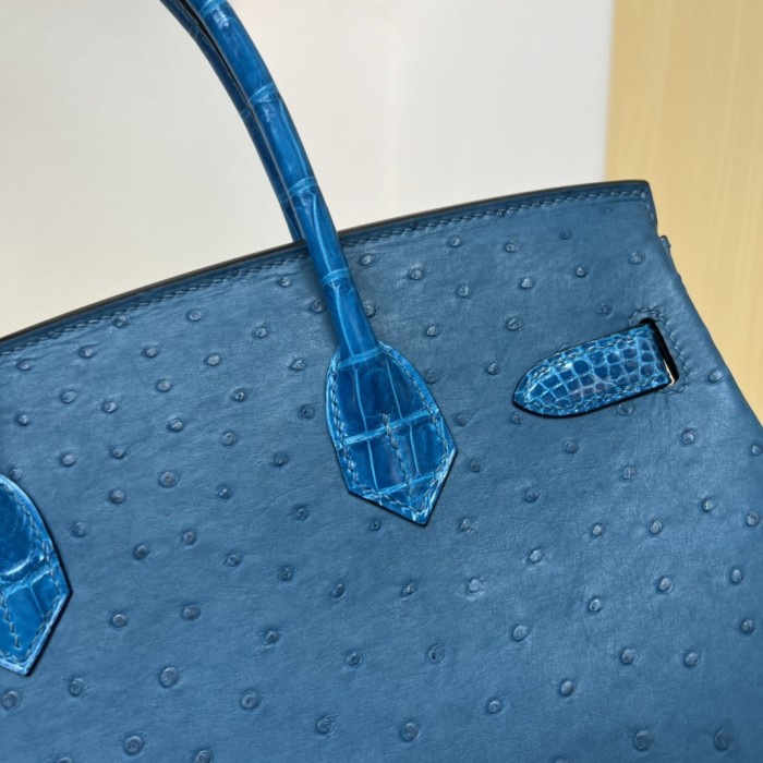 Birkin 30 Touch Ostrich-Crocodile“30*22*16CM”-0093=