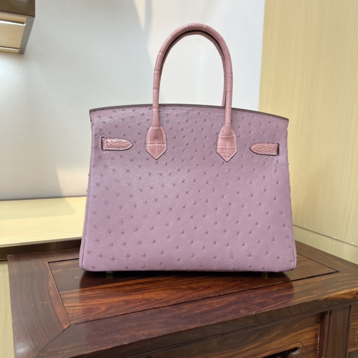 Birkin 30 Touch Ostrich-Crocodile“30*22*16CM”-0093=