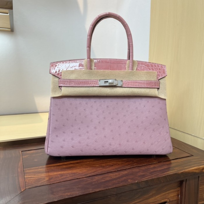 Birkin 30 Touch Ostrich-Crocodile“30*22*16CM”-0093=