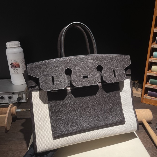 Birkin à l'envers 35 Barenia Faubourg-Canvas“35*25*18CM”-0063=