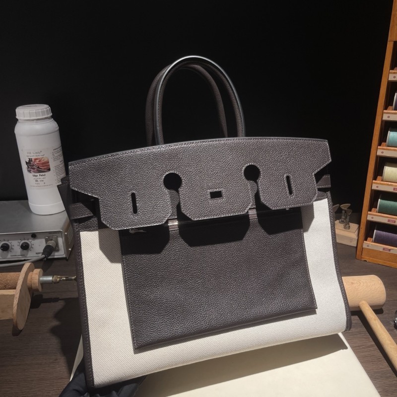Birkin à l'envers 35 Barenia Faubourg-Canvas“35*25*18CM”-0063=
