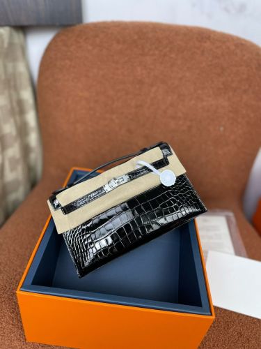 Kelly Pochette 22 Shiny Alligator“22*13*7CM”-0097=