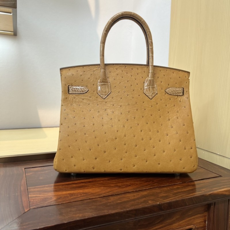 Birkin 30 Touch Ostrich-Crocodile“30*22*16CM”-0093=