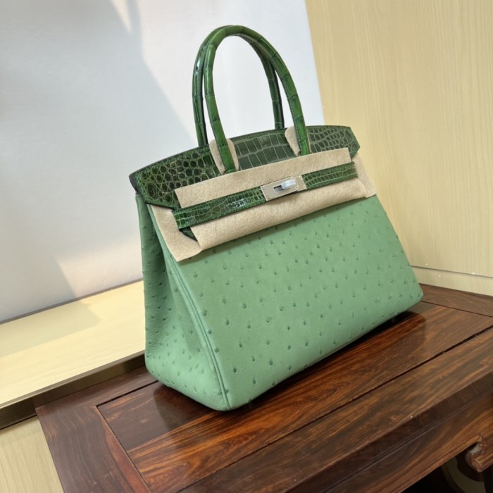 Birkin 30 Touch Ostrich-Crocodile“30*22*16CM”-0093=