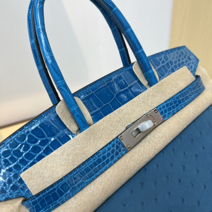 Birkin 30 Touch Ostrich-Crocodile“30*22*16CM”-0093=