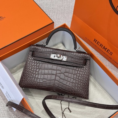 Mini Kelly 19 Matte Alligator“19*13*7CM”-0048=