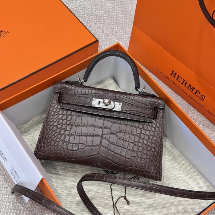 Mini Kelly 19 Matte Alligator“19*13*7CM”-0048=