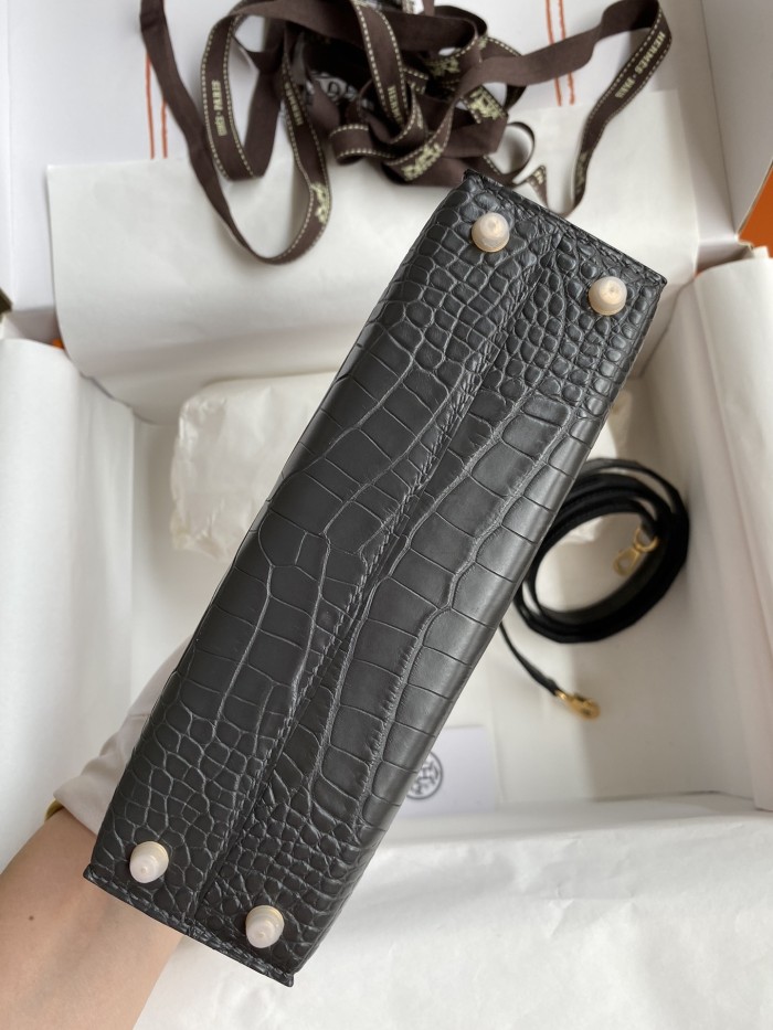 Mini Kelly 19 Matte Alligator“19*13*7CM”-0048=