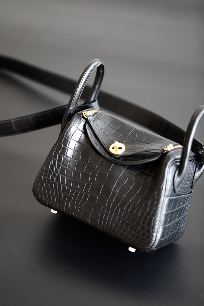 Mini Lindy 19 Matte Niloticus Crocodile“19*12*9CM”-0099=