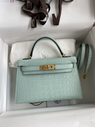 Mini Kelly 19 Matte Alligator“19*13*7CM”-0048=