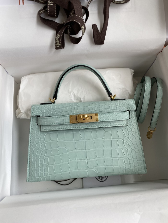Mini Kelly 19 Matte Alligator“19*13*7CM”-0048=