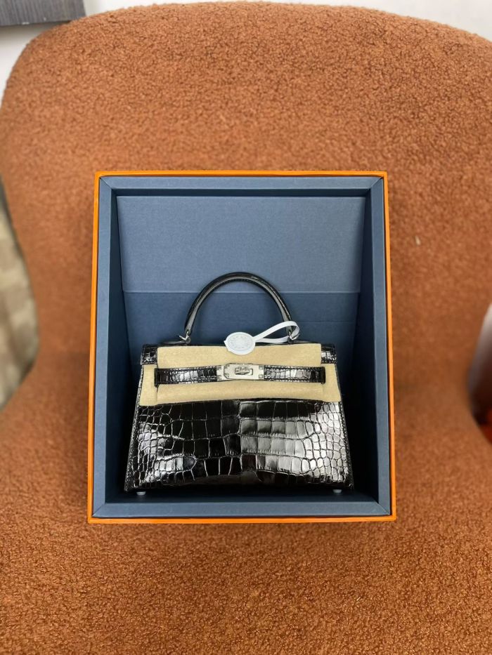 Mini Kelly 19 Shiny Alligator“19*13*7CM”-0048=