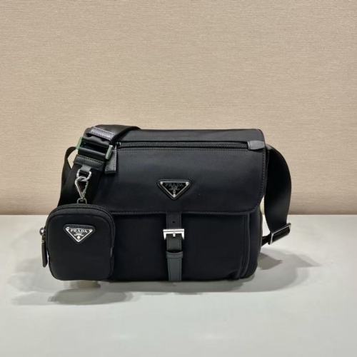 Re-Nylon Shoulder Bag with Pouch“25*22*10CM”-075=