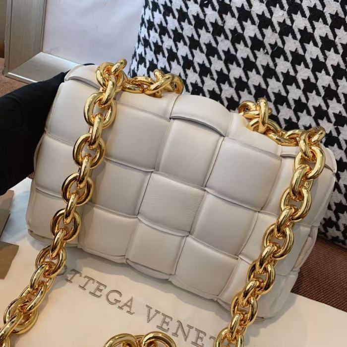 The Chain Cassette Padded Intreccio Leather Crossbody Bag“26*17*8CM”-0501=