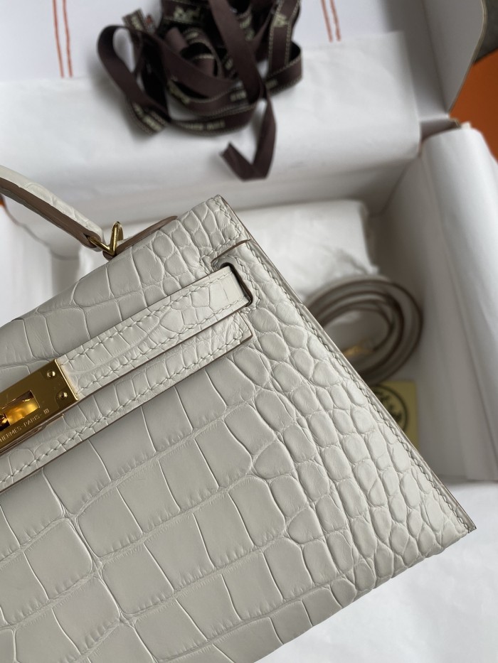 Mini Kelly 19 Matte Alligator“19*13*7CM”-0048=