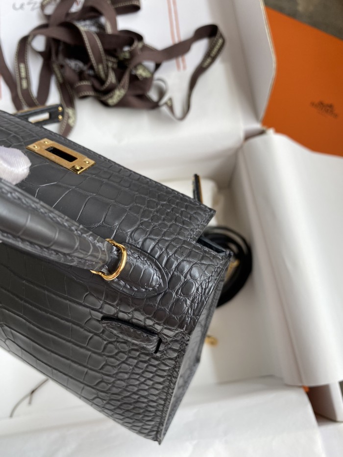 Mini Kelly 19 Matte Alligator“19*13*7CM”-0048=