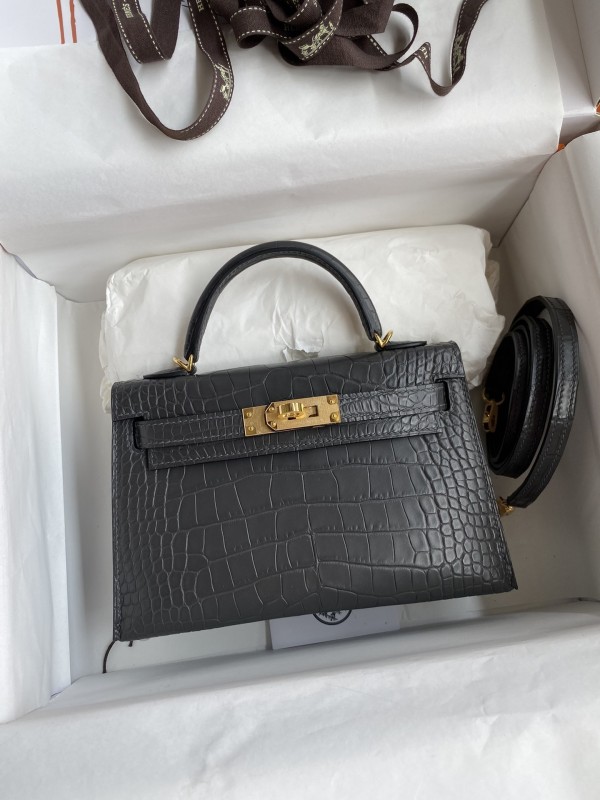 Mini Kelly 19 Matte Alligator“19*13*7CM”-0048=