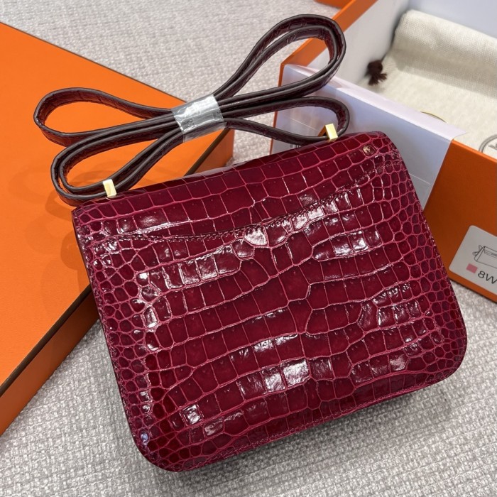 Constance 18 Mini Porosus Crocodile Bag“18*15*4CM”-0089=