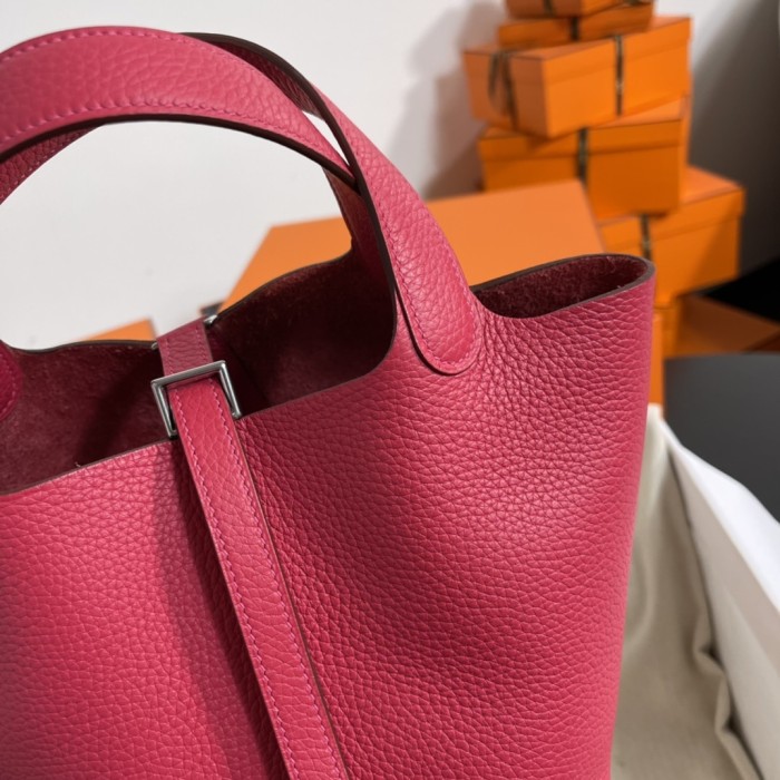 Picotin Lock 18 Clemence Leather Bag“18*18*13CM”-058=